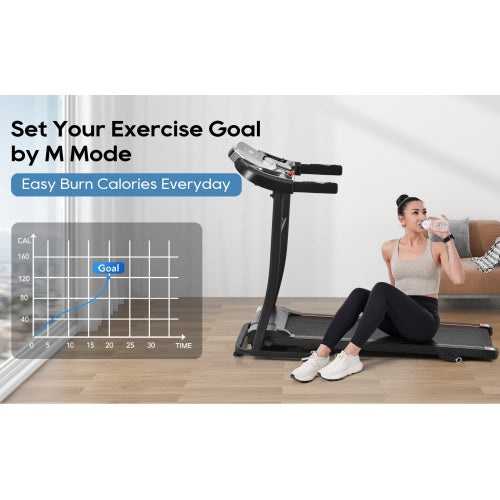 NEW Home Folding Treadmill With Pulse Sensor, 2.5 HP Quiet Brushless Motor , 7.5 MPH, 300LBS Weight Capacity Walking Jogging Machine With 3 Level Incline 12 Preset Programs For Home Gym