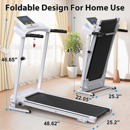 Folding Treadmill With Incline 2.5HP 12KMH Electric Treadmill For Home Foldable, Bluetooth Music Cup Holder Heart Rate Sensor Walking Running Machine For Indoor Home Gym Exercise Fitness