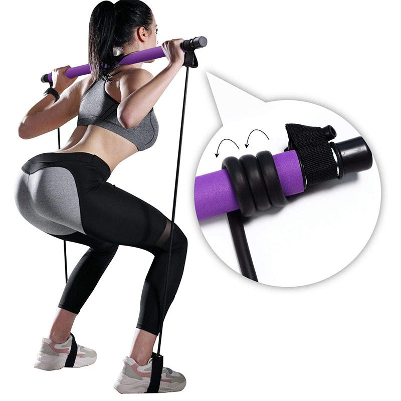 Barra de Pilates para Yoga Fitness Accesorios de gimnasio portátiles Bandas de resistencia elásticas deportivas para equipos de entrenamiento en casa
