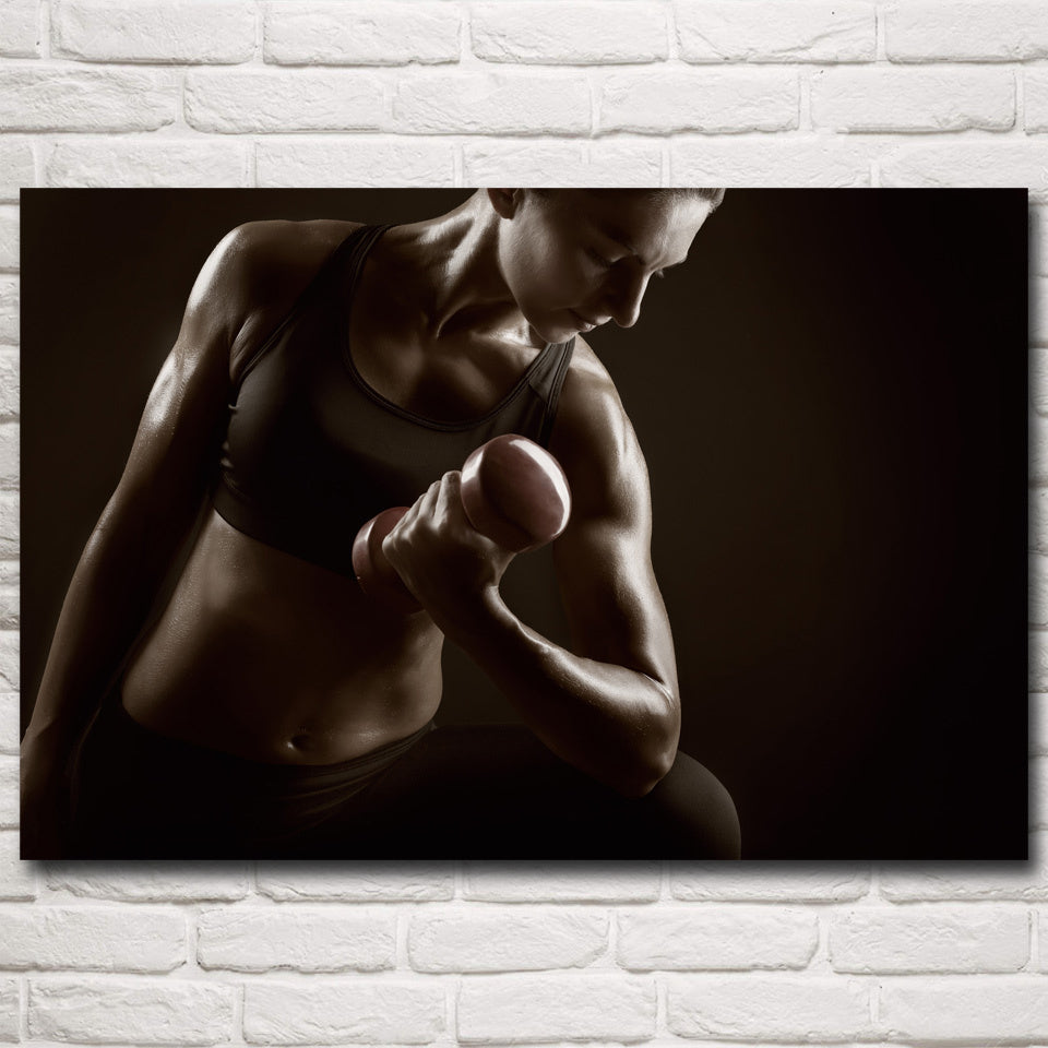 Woman Weightlifting Fitness Poster Decoration Painting