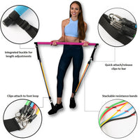 Barra de Pilates para Yoga Fitness Accesorios de gimnasio portátiles Bandas de resistencia elásticas deportivas para equipos de entrenamiento en casa