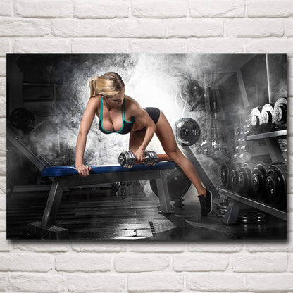 Woman Weightlifting Fitness Poster Decoration Painting