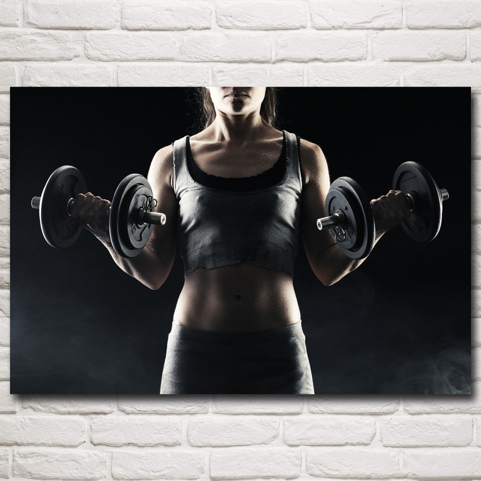 Woman Weightlifting Fitness Poster Decoration Painting